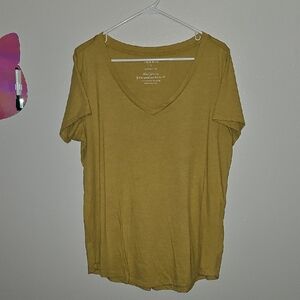 Women's V-Neck Top in Mustard Yellow